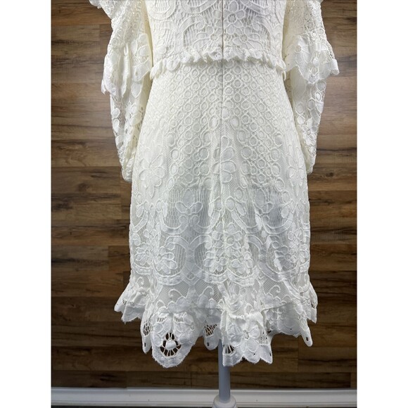 New Coquette Dress Parker Irma Sz 4 Lace Overlay Off the Shoulder White $228 - Picture 16 of 16
